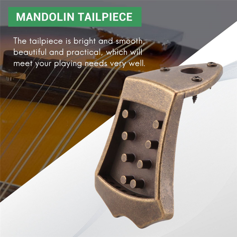 Peças do Tailpiece do mandolim do triângulo do metal do bronze, parte superior arqueada, substituição do mandolim, 8 cordas