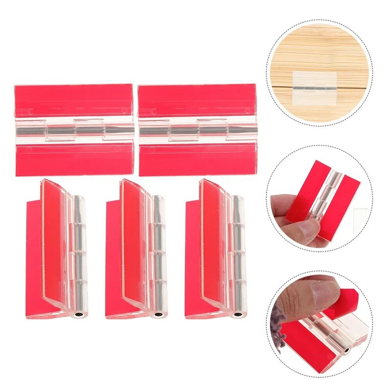 5 Pcs Glass Self-adhesive Hinge Continuous Acrylic Butt Hinges for Cabinet Doors