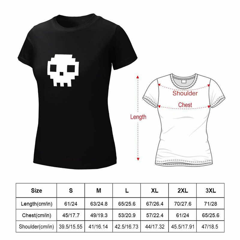 Koszulka Pixel Skull T-Shirt ubrania vintage śmieszne letnie ubrania t-shirty dla kobiet