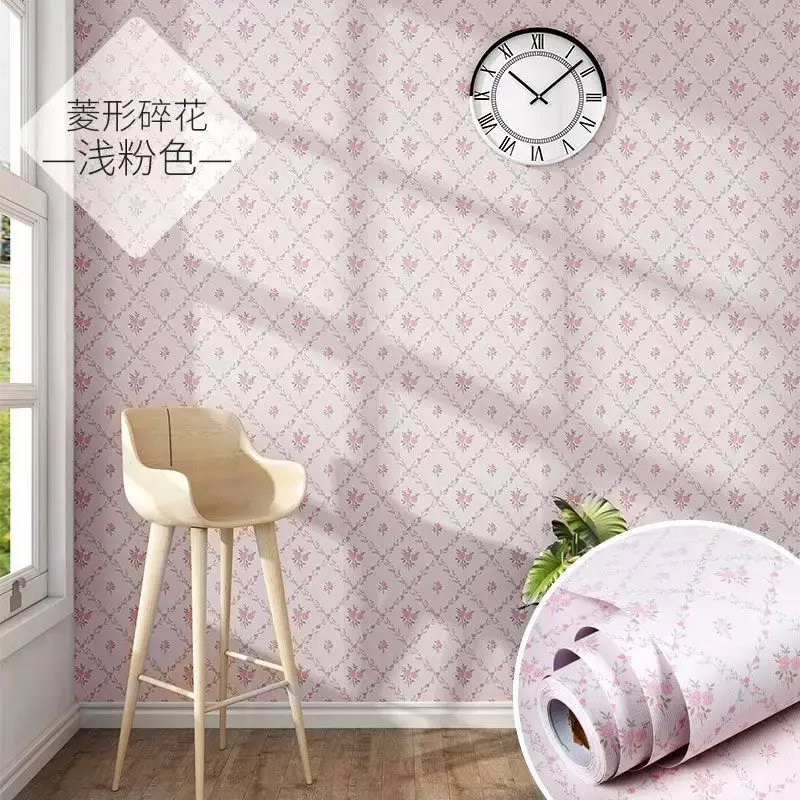 Kertas dinding bunga Pastoral berperekat untuk kamar tidur renovasi hangat kertas ruang tamu kamar tidur stiker dinding dapat dikaret tahan air