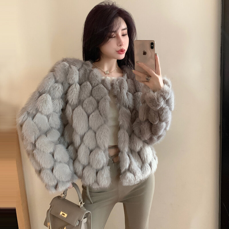 Inverno caldo donne cappotto di pelliccia sintetica maniche lunghe moda coreana nuova giovane signora soprabito taglio corto