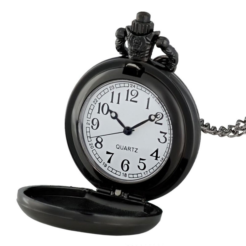 เจ๋งมากนาฬิกาควอตซ์กระเป๋าดีไซน์องค์กรนาฬิกาสร้อยสตรีผู้ชายสีดำคลาสสิกของขวัญเครื่องประดับ