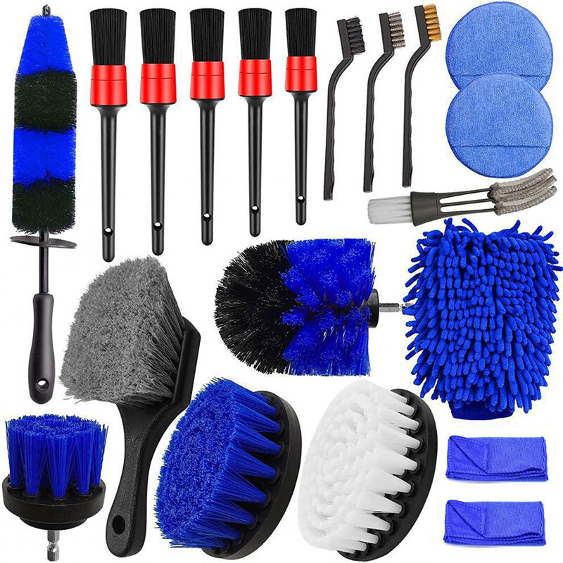 20 pieces of wheel and tire brush kit, car detail drilling brush kit, car washing and cleaning brush kit