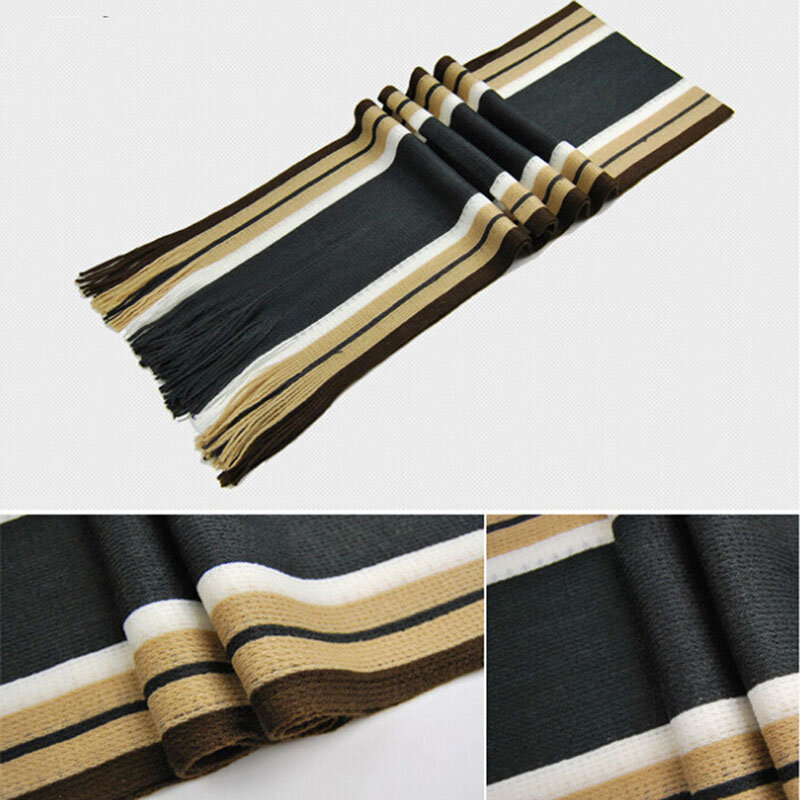 男性用の厚手のストライプスカーフ,カジュアルでベーシック,暖かい,大きいサイズ,4色,秋冬,素晴らしいオファー,2023