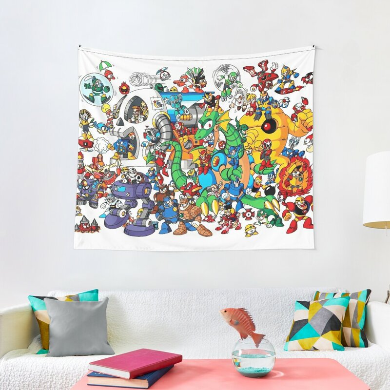 Mega Man และทั้งหมดศัตรูของเขา Tapestry Living Hiasan Kamar ตกแต่งห้อง