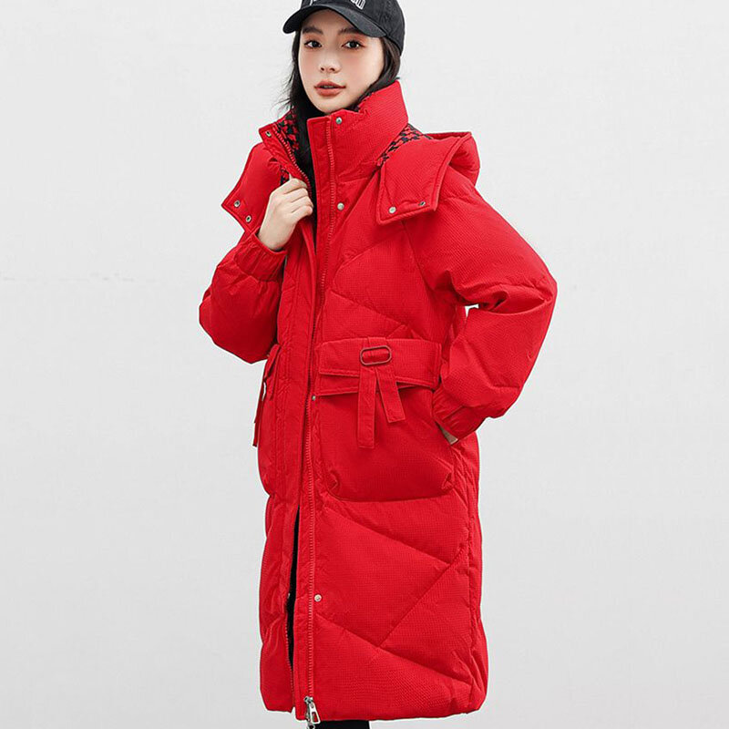 Jaqueta de algodão feminino, casaco coreano acolchoado grosso, parka com capuz destacável, sobretudo feminino casual, quente, inverno, novo, 3XL