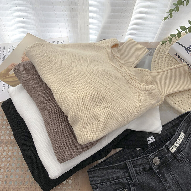 2023 Autumn/Winter Irregular Round Neck Long Sleeve Knitwear Women's Korean Version Slim Short Pullover Bottom Sweater