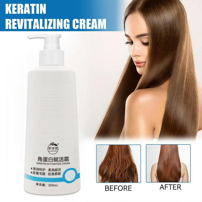 KerBrian Revitalisant pour cheveux secs abîmés et pointes fourchues, crème hydratante nettoyante en profondeur, revitalisant manuel, 300ml