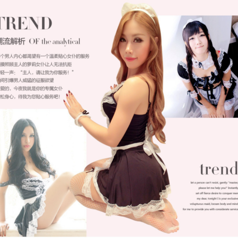 Erotic Underwear Sexy Uniform Temptation Maid Suit Role Play Net Gauze Backless Maid European and American Maid AVthe Same Model