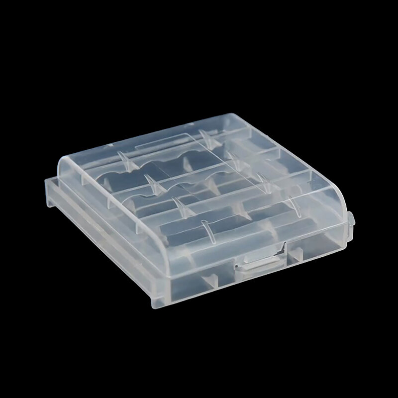 Caixa de armazenamento translúcida, estojo de plástico rígido, estojo protetor com clipes, AA, AAA, 1pc