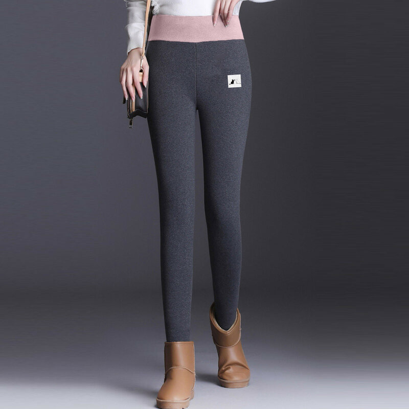 Модные повседневные женские утепленные длинные брюки с высокой талией и принтом, термобелье, женское термобелье
