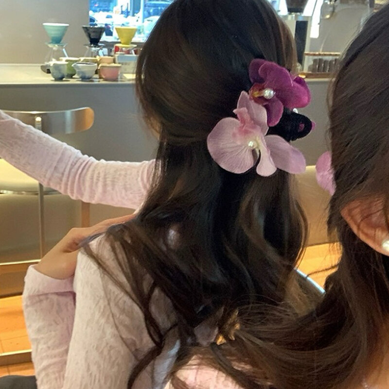 Bunte Perle Phalaenopsis Blume Haars pange für Frauen süße Mode Doppelseite Haar Krallen hochwertige Haarschmuck Geschenke