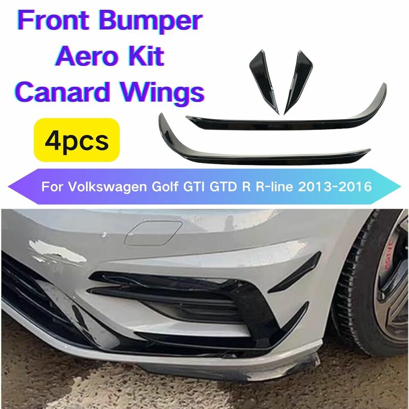 Front Bumper Aero Kit para Volkswagen, Canard Wings, Acessórios de Carro, Spoiler, Splitter, Volkswagen Golf 7.5, GTI, GTD R, R-Line, 2017-2020