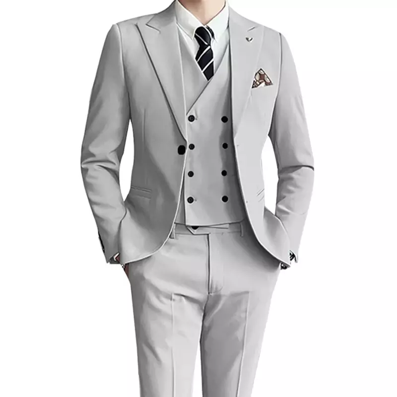 Модный новый мужской эксклюзивный однотонный деловой приталенный Свадебный костюм лучший комплект из 3 предметов блейзеры платье куртка пальто брюки жилет