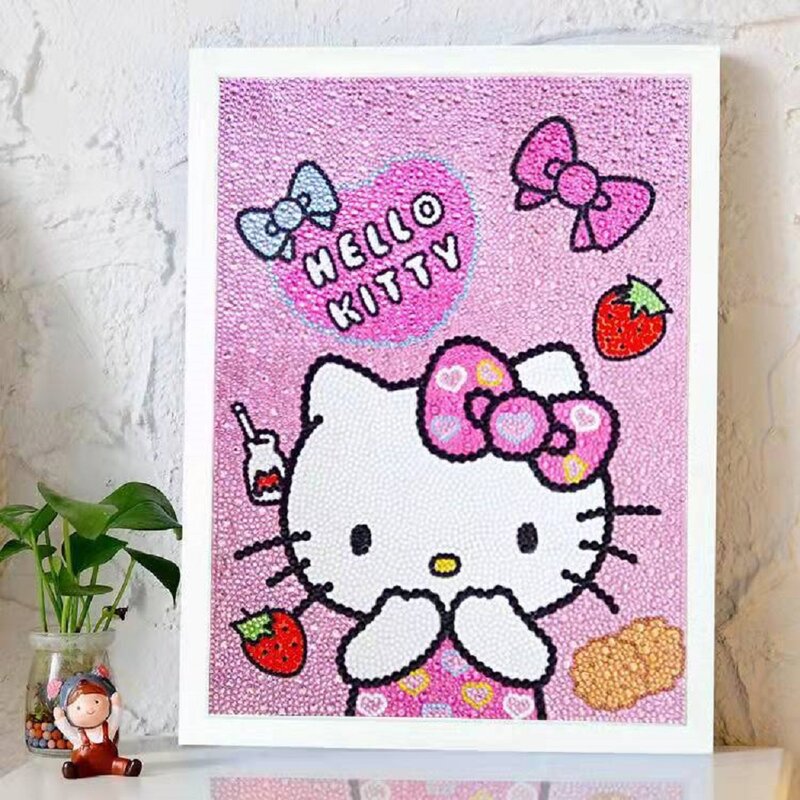 Hello Kitty Drill Stone DIY, Full Drill Colling, Piazza, Multi-size Decoration, DIY Cartoon, Handiwork Material Pack, 5D