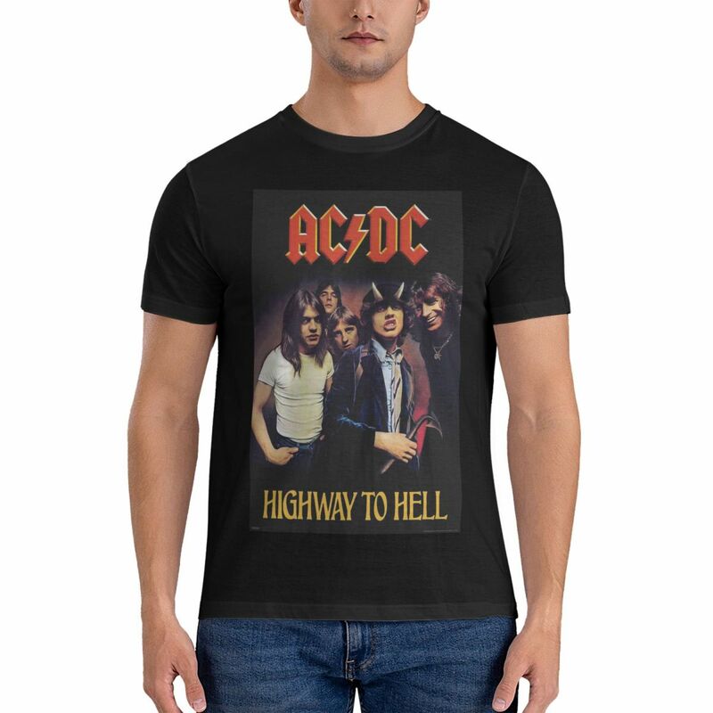 T-shirty męskie dla fanów śmieszne 100% koszulki bawełniane z krótkim rękawem A-AC DC T shirty z okrągłym dekoltem odzież dla dorosłych