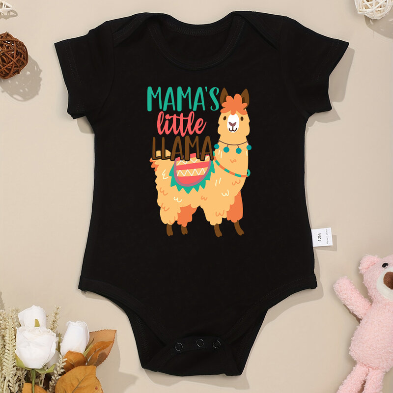 Mama's Little Lama Kawaii Baby Clothes, Onesie en coton pour bébé, Confortable et doux pour la maison, Combinaison de batterie pour nouveau-né garçon, 0-24 mois, Livraison rapide