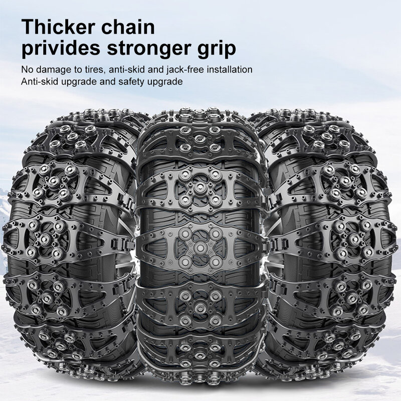 Car Tire Chains Winter Snow Wheels Chain Outdoor Snow Tire Emergency Double Grooves Anti-Skid Chains for 165-275mm Tire 1/2/4pcs