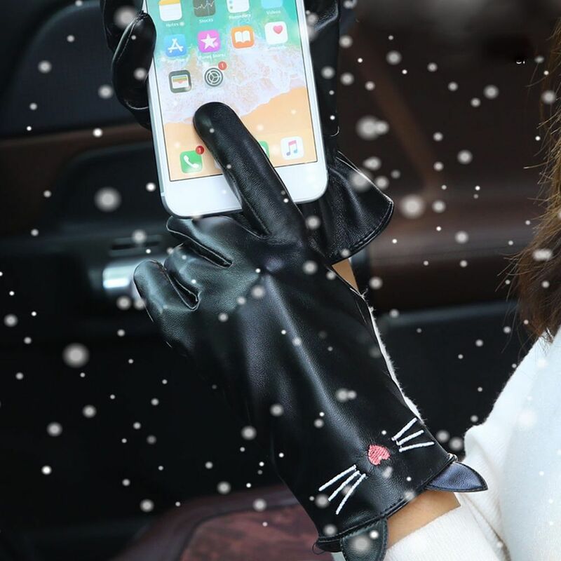 Водонепроницаемые теплые уличные короткие зимние рукавицы с пальцами для сенсорного экрана велосипедные перчатки женские перчатки из искусственной кожи Варежки для вождения
