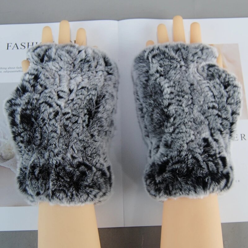 Hot Sale Winter Real Fur Golve Women Outdoor Warm 100% Real Rex Rabbit Fur Gloves Knit Thick Natural Soft Rex Rabbit Fur Mittens