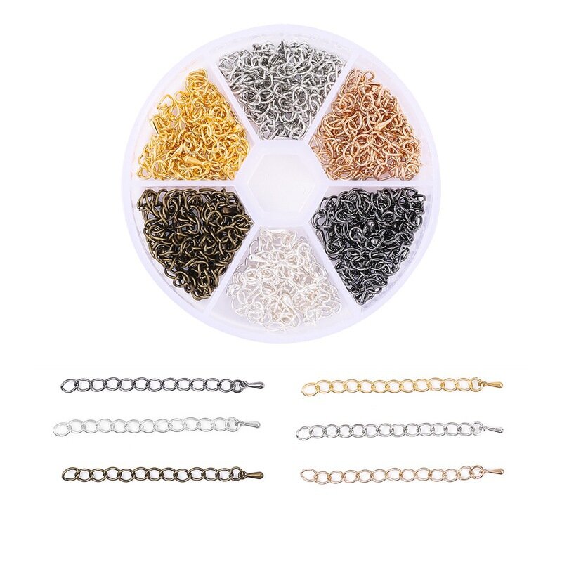 60 Stück 5,5 cm Verlängerung kettens atz mit Nadel zange für Halskette Herstellung von 6 Farben Ketten Kit für Armband Schlüssel bund hand gefertigt