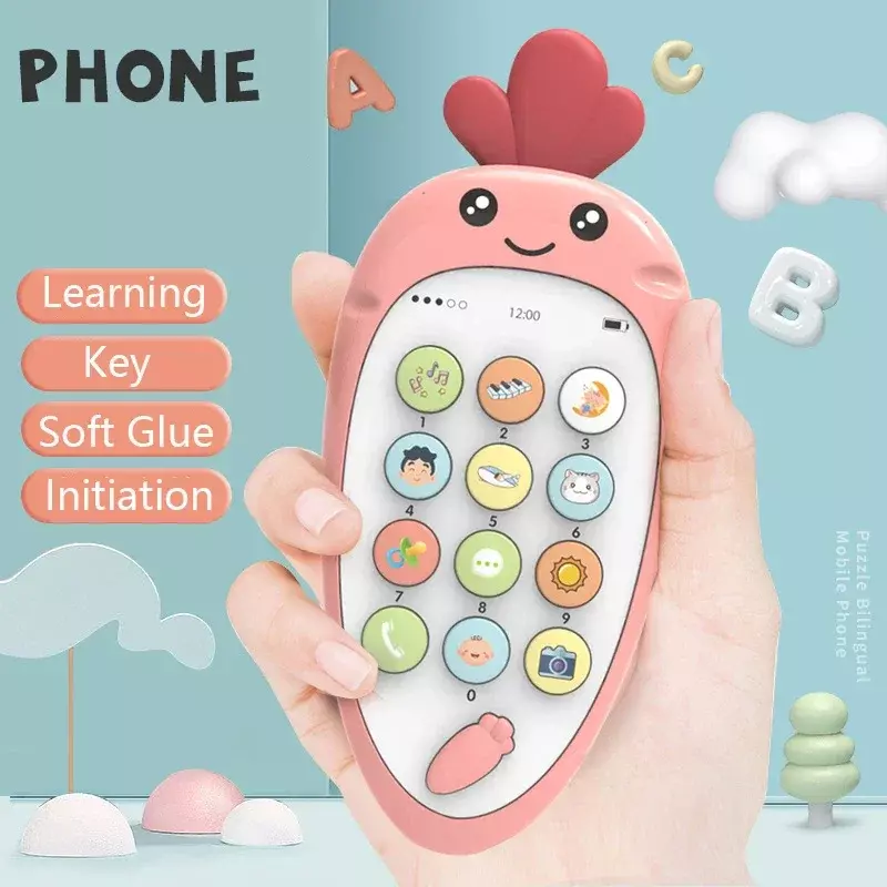 Ponsel bayi, mainan simulasi multifungsi untuk bayi baru lahir 0-12 bulan musik Remote Control pendidikan dini