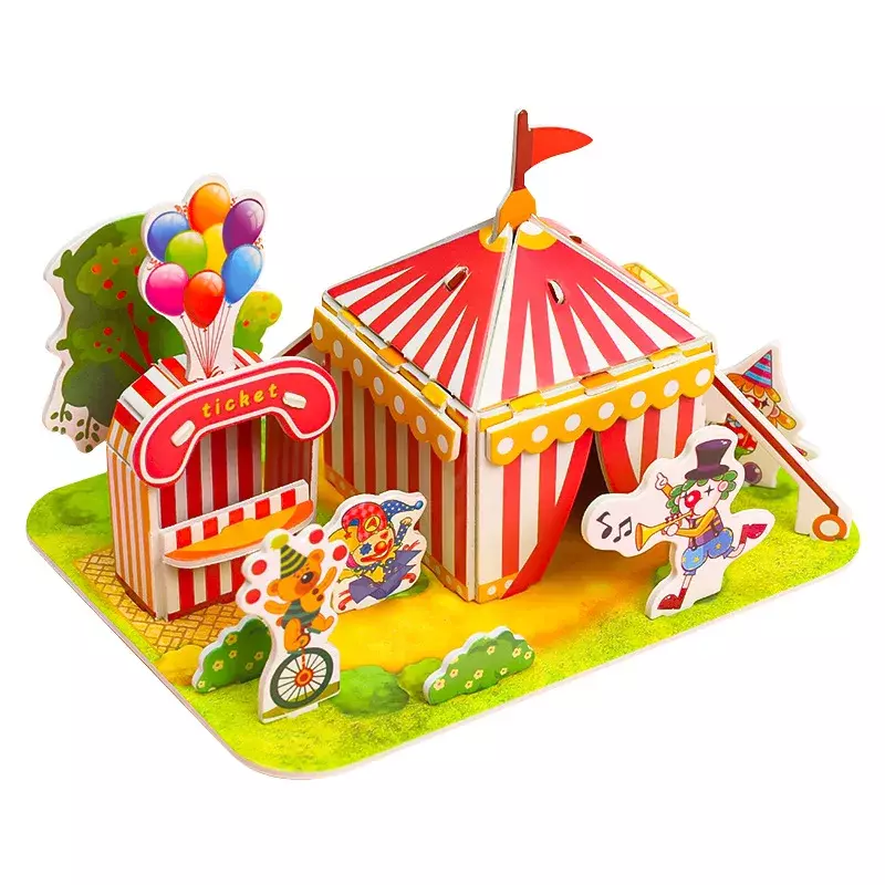 3d estéreo quebra-cabeça dos desenhos animados casa castelo modelo de construção diy artesanal aprendizagem precoce brinquedos educativos cartão diy manual brinquedos