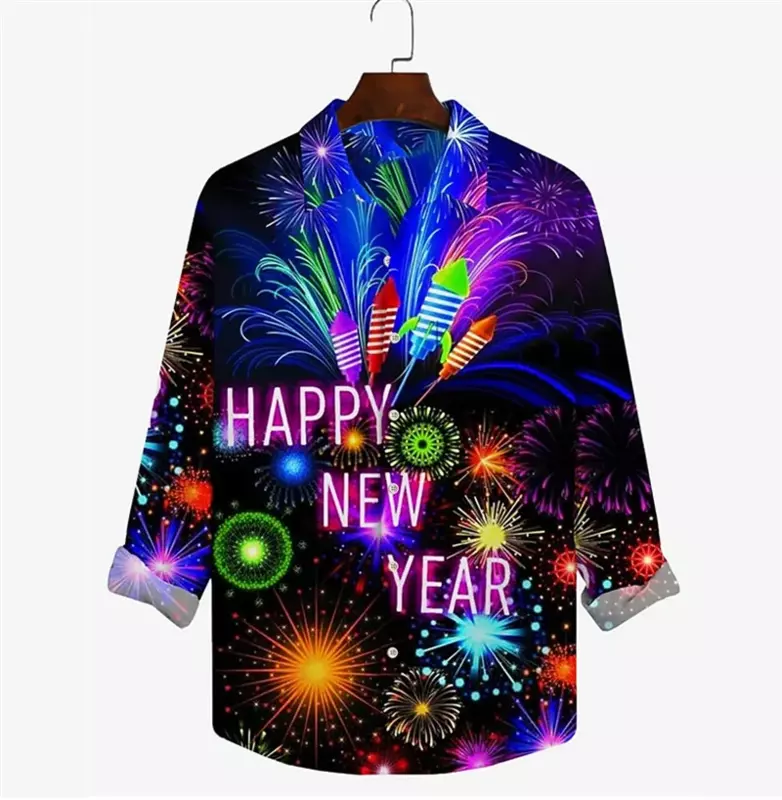 Рождественская рубашка красочный с новым годом с рисунком HD 2024 новая модель выпущена высококачественный мягкий материал Удобная фотография