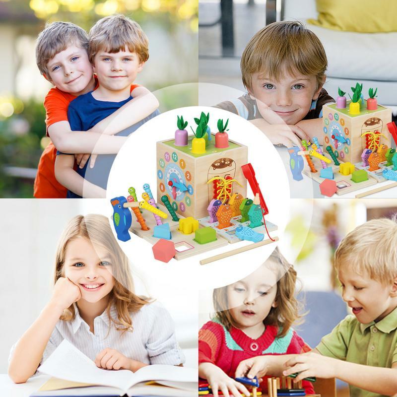 Cubo de aprendizaje 8 en 1, juguete educativo de clasificación, Cubo de actividades, Cubo de juego, suministros de madera para niños, seguro para niñas, niños