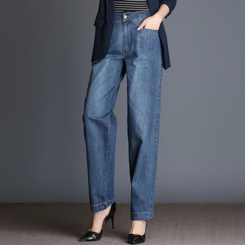 Harem jeans donna dritto 2023 autunno Vintage donna Jeans larghi pantaloni lanterna Casual a vita alta