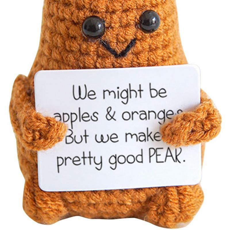 Mão tecido malha Crochet boneca, Positivo Crochet Fruit Pear, Anime-se presente para encorajamento, Engraçado