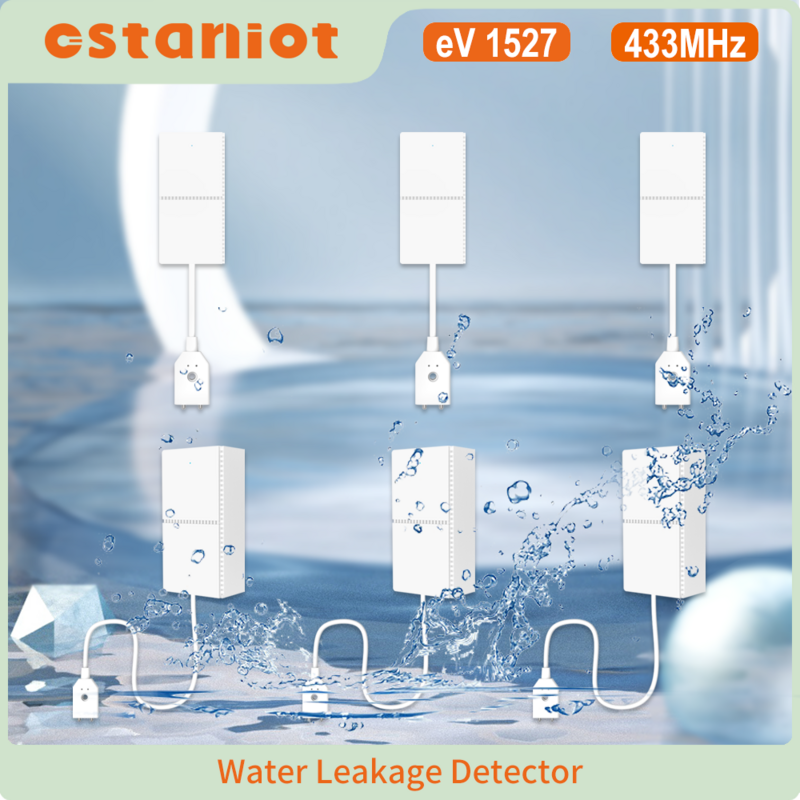 Kanioot Tuya detektor kebocoran air pintar, cocok dengan sistem Alarm keamanan rumah mendukung Sensor banjir Alarm baterai rendah