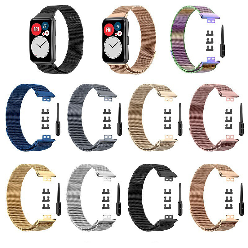 Correa de bucle magnético para Huawei Watch Fit 1/2, accesorios de correa de acero inoxidable, correa de metal, pulsera huawei watch fit