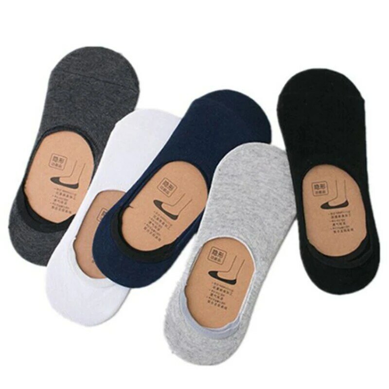 5 pares de meias de corte baixo dos homens loafer barco invisível meia antiderrapante calcetinas de algodão respirável masculino sólido alienígena tornozelo meias casuais