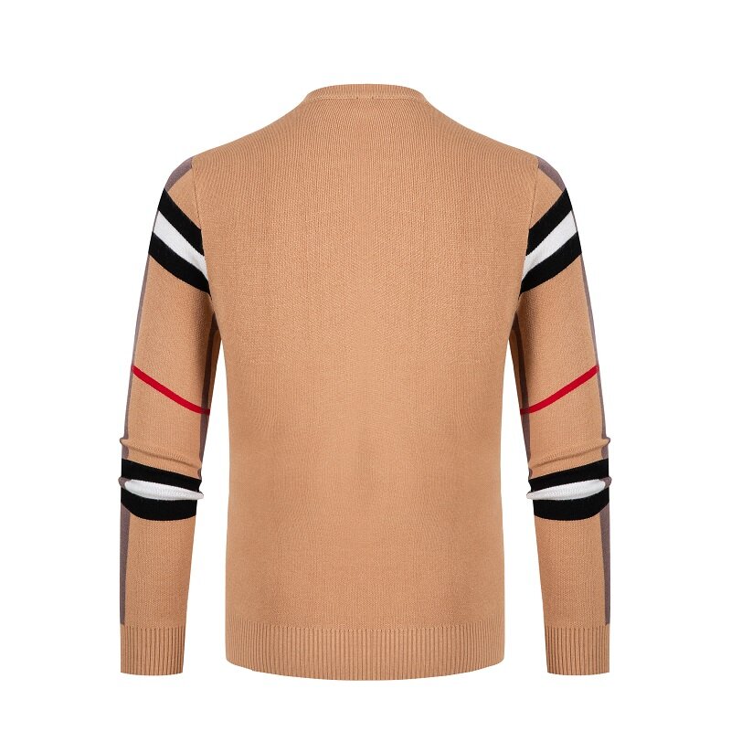 New Outono Inverno High End Designer Malhas Homens Clássico Casual Stripe Plaid Pullovers Mens Business Brand Suave Quente Blusas