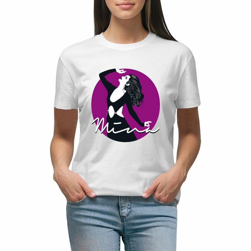 Mina Mazzini T-Shirt Vintage Kleidung Sommer Tops Frau T-Shirt