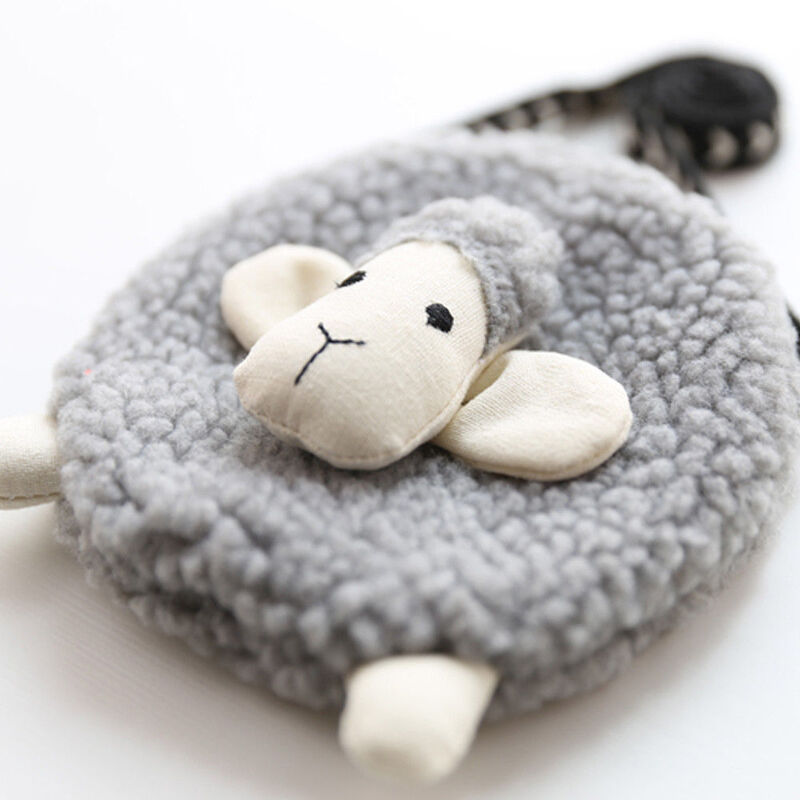 Śliczne owce kształt Crossbody torba Mini monety kiesy portfel Kawaii Crossbody torby dla małe dziewczynki pluszowe miękkie słodkie torebki dla dzieci