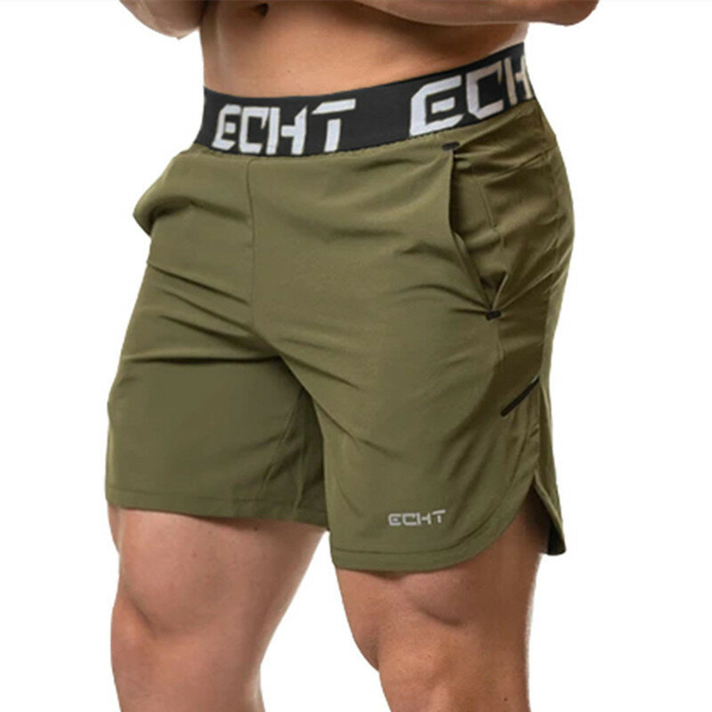 Pantalones cortos de culturismo para hombre, Shorts de gimnasio para Fitness, de secado rápido, finos, informales, para playa, de marca