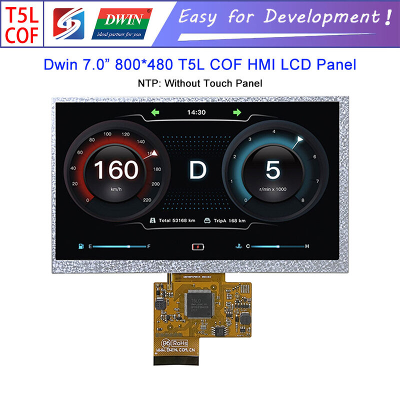 Dwin t5l hmi display inteligente, dmg80480f070_01w 7.0 "800x480 cof uart painel de toque resistive tela do módulo lcd