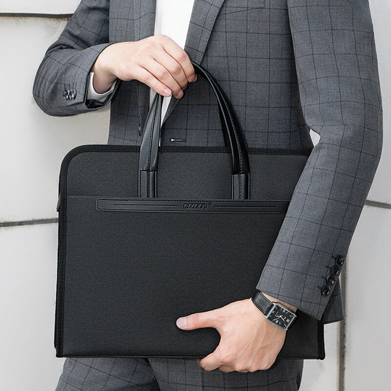 Fresh-maletín de tela Oxford para hombre, bolso de mano de oficina de alta calidad, multicapa, impermeable, con cremallera, de negocios