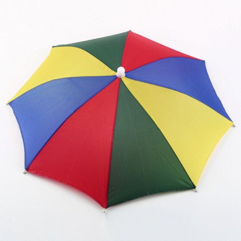 Topi dua fungsi portabel dipakai di kepala luar ruangan warna bergaris tahan matahari topi payung nelayan tahan hujan