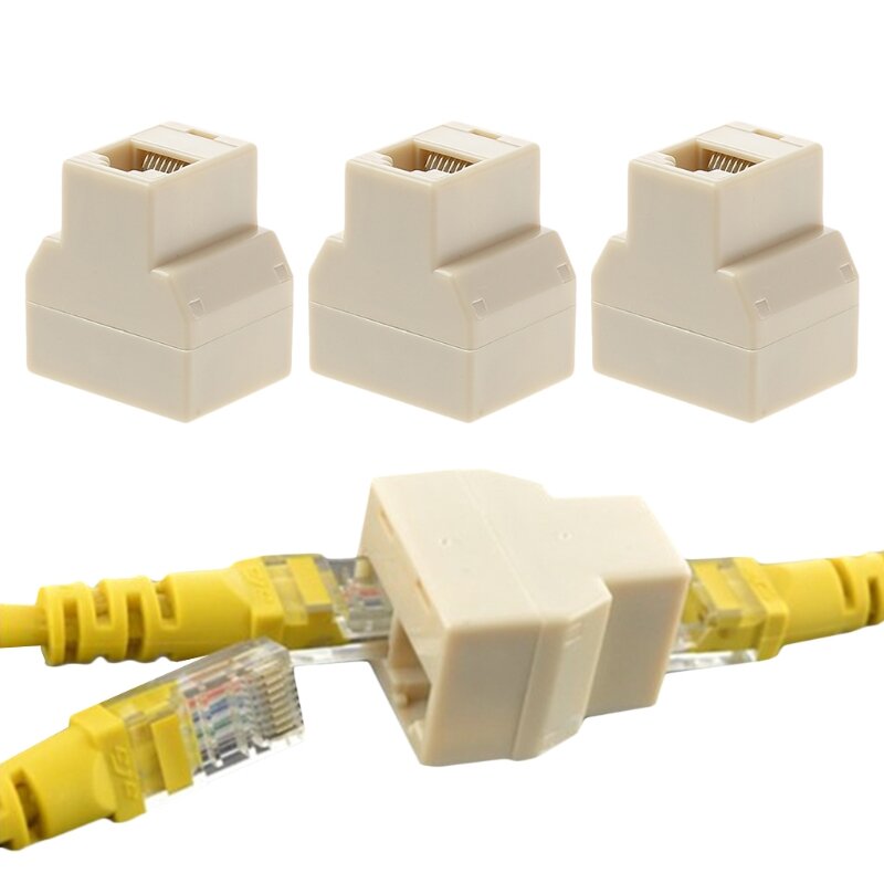 3 ชิ้น 1 ถึง 2 ทาง LAN Ethernet สายเคเบิลเครือข่าย RJ45 หญิงแยกเชื่อมต่ออะแดปเตอร์