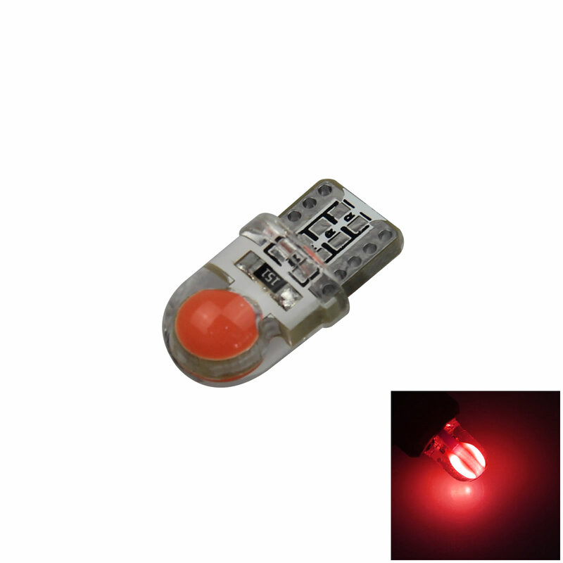 Bombilla Interior de silicona para coche rojo T10 W5W, 1 COB LED 657 1250 Z2753