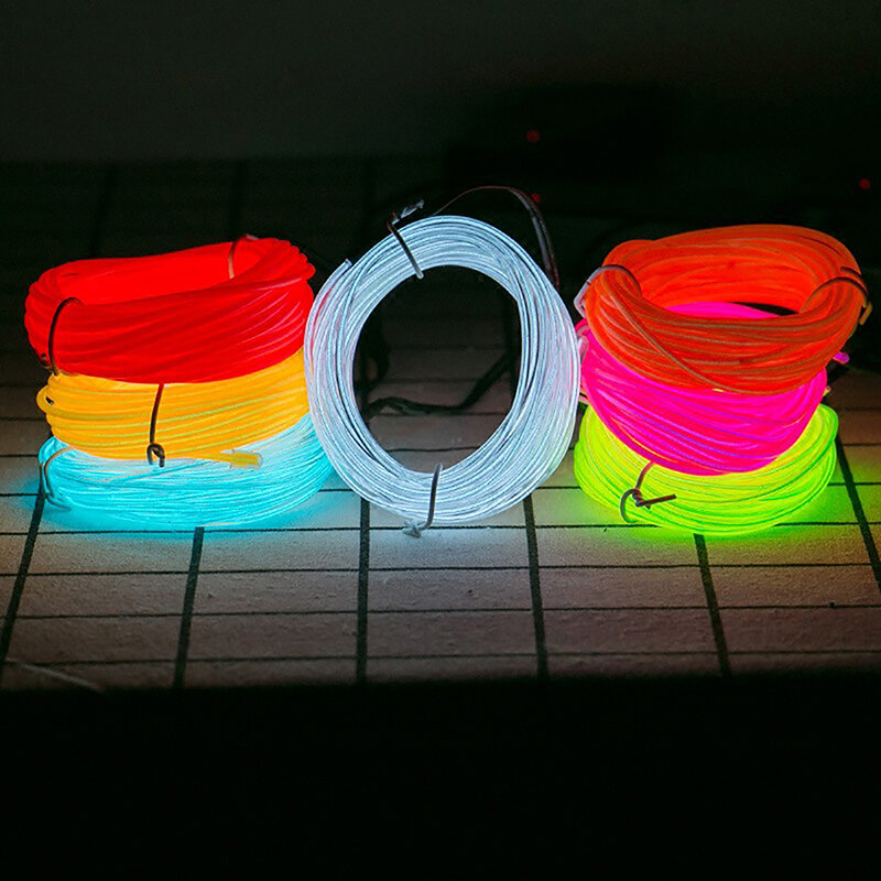 5M Car Interior Led Decorative Lamp EL Wiring Neon Strip For Auto DIY Flexible Ambient Light USB Party Atmosphere Diode Light 1X