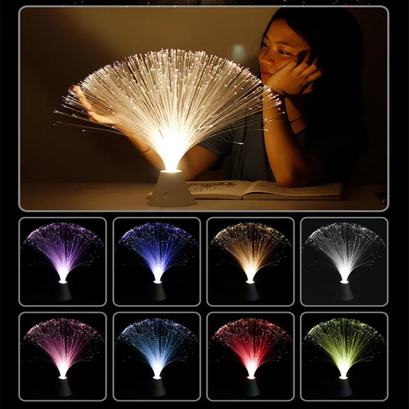 Colorful LED Fiber Optic Lamp Rechargeable Starry Sky Night Light Holiday Atmosphere Lamp Wedding Party Xmas Decor Table Lamp