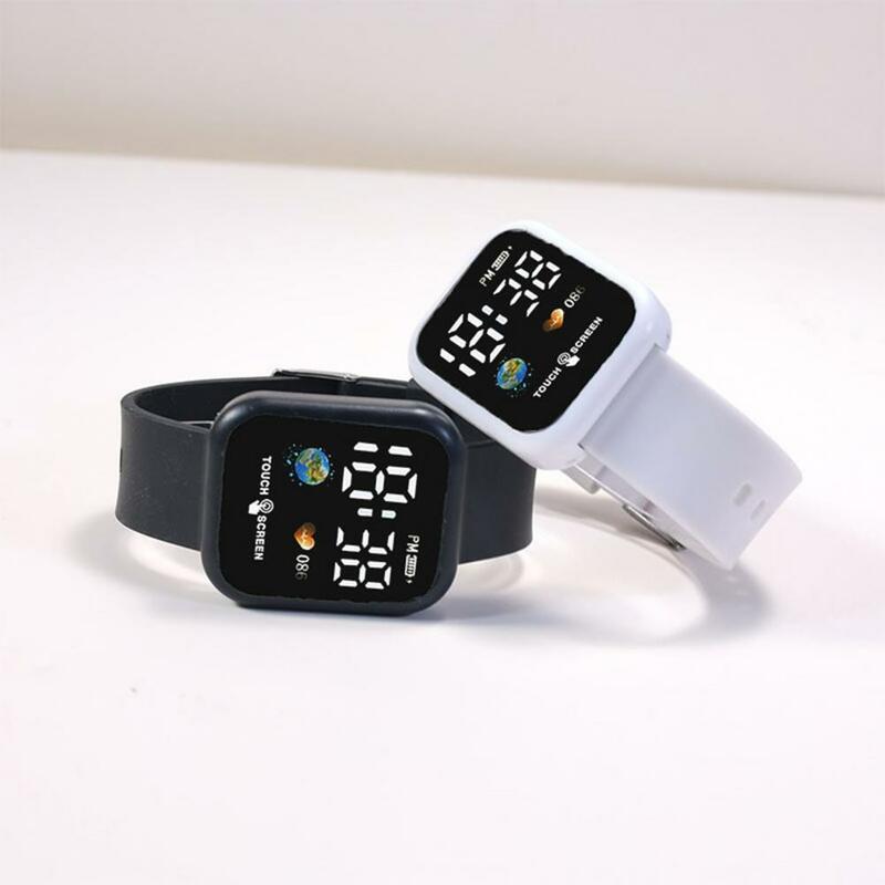 Smart Watch Aarde Design Hartslagmeter Sporthorloge Vierkante Wijzerplaat Touchscreen Led Digitaal Horloge Siliconen Polsband Smartwatch