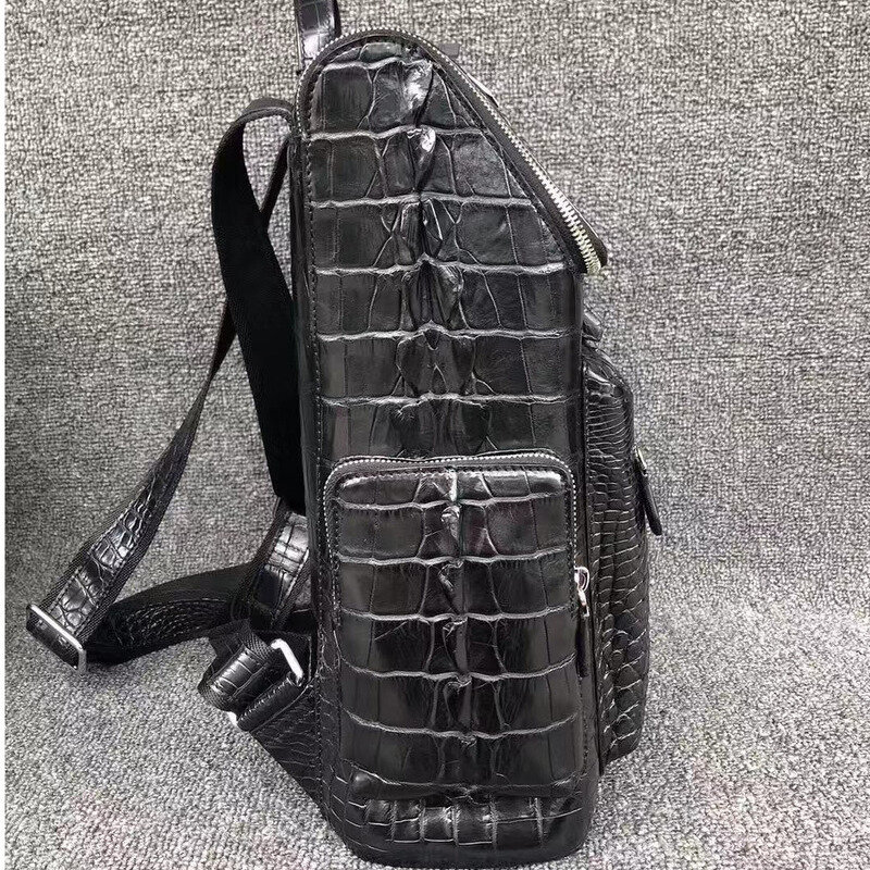 Mochilas masculinas de caveira de crocodilo tailandês, mochila de couro casual com pele óssea, mochilas escolares para adolescentes, mochilas de viagem