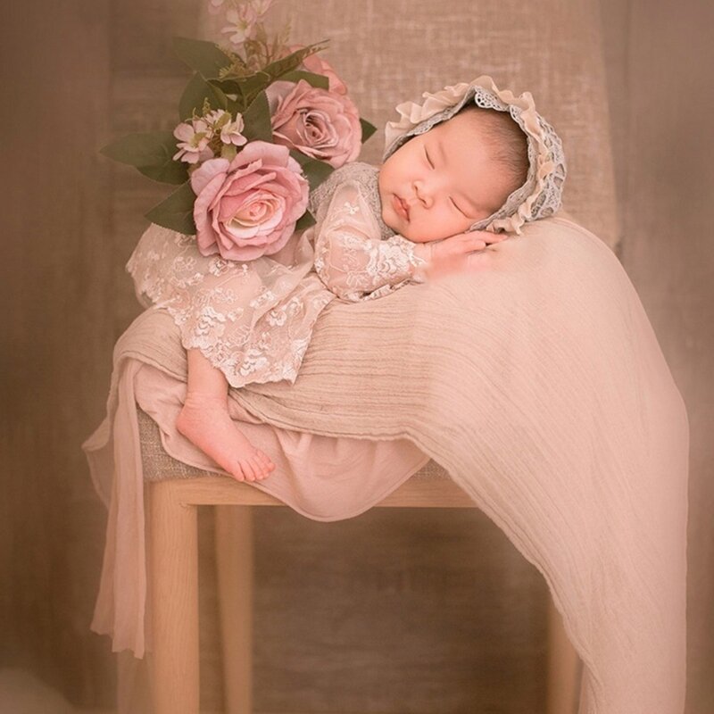 K5DD ทารกชุดลูกไม้ Bonnet หมวก Photo เครื่องแต่งกาย Photoshoots Props ของขวัญอาบน้ำทารกแรกเกิด