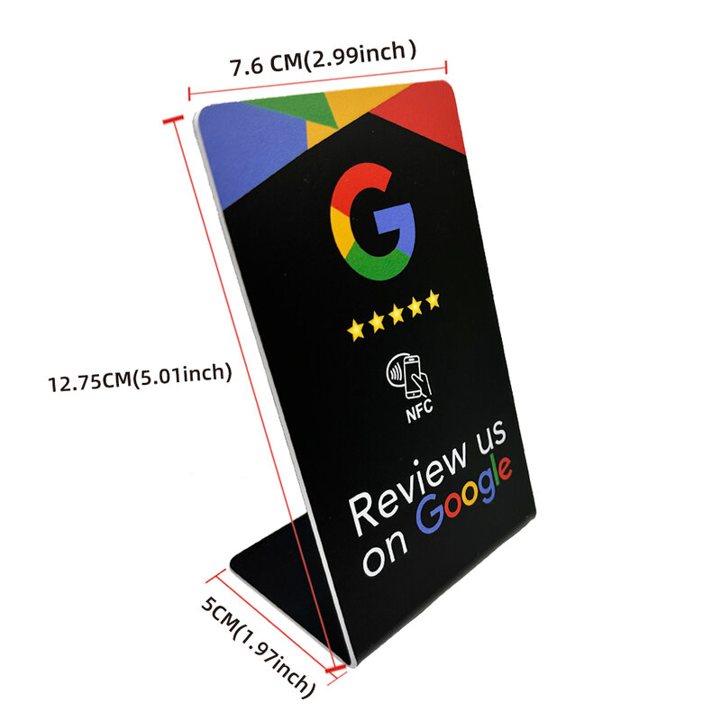 Nfc google reviews halterung 13,56 mhz programmier bare google review karte nfc station tisch biege karte stehende marken halterung