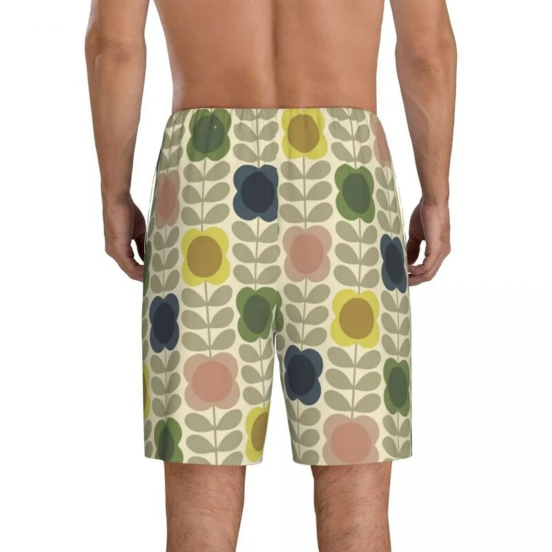 Orla Kiely-Custom Flower Stem Pijama Shorts, pijamas padrão escandinavo, estiramento inferior do sono pijamas curtos com bolsos, verão
